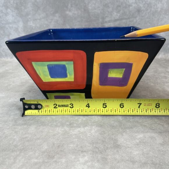 Modern Mary Naylor Designs Large Square Bowl Abstract Geometric 8 x 4.75 in Rare - Picture 6 of 8